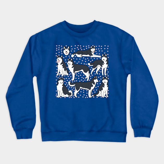 Husky siberian dog cute pattern Crewneck Sweatshirt by Yarafantasyart